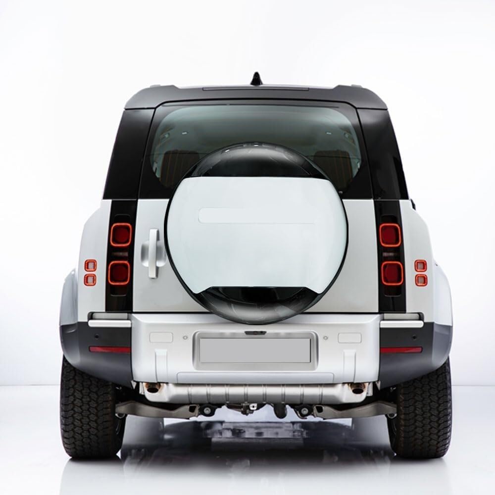 ABS-Hinterrad-Reserverad-Reifen-Rad-Schutz-Passform | For Land Rover Defender 90 110 130 2020-2023 2024(White+Glossy Black)