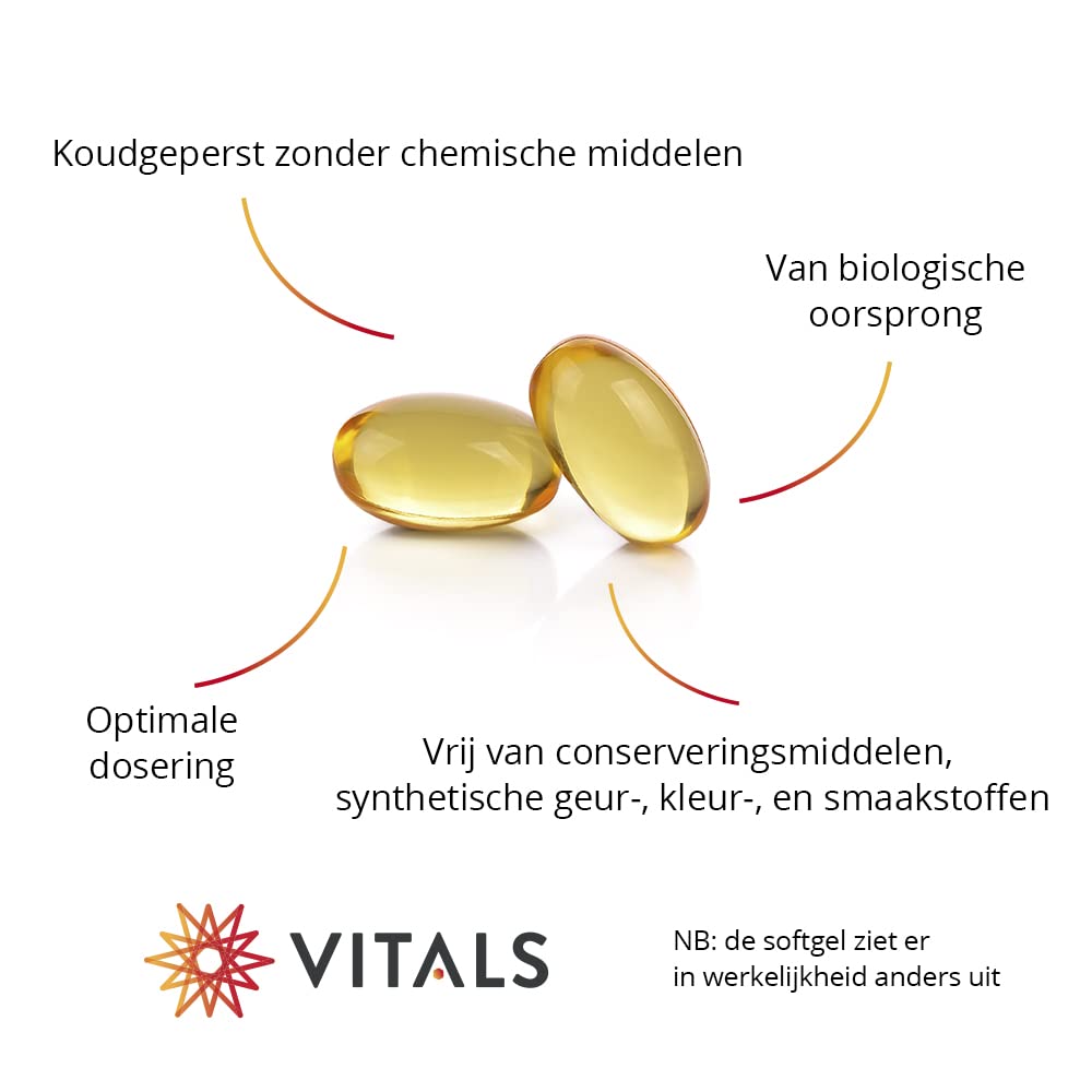 Vitals Nachtkerzenöl Bio - 100 Softgel-Kapseln, vegan. 500mg kaltgepresstes Öl aus Nachtkerzensamen mit GLA. Ohne Chemikalien, aus biologischem Anbau.