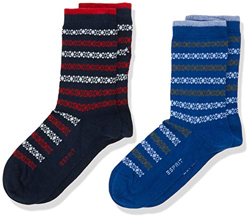 Esprit Geo Pattern 2-Pack Calcetines, Mehrfarbig (Sortiment 0040), 31-34 Unisex Niños