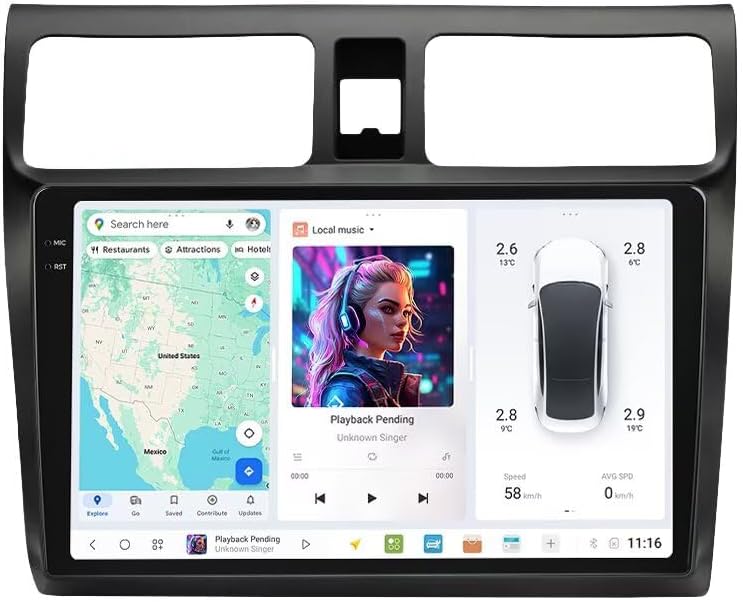 MekedeTech DUDUAUTO DUDU7 Dash Kit for Suzuki Swift 2003-2010,10.36 inch 2K Touch Screen Car Stereo 12G RAM 512G ROM