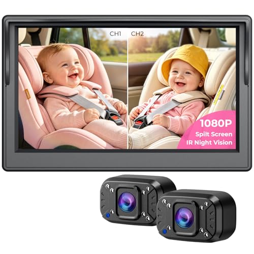 Image of Itomoro 2026 Upgraded Dual Baby Car Camera for 2 Baby [1080P HD & 940nm IR Night Vision] 360° Rotation & 150° Wide View Rear Facing Baby Car Backseat Monitor Fits Cars/SUVs/Trucks