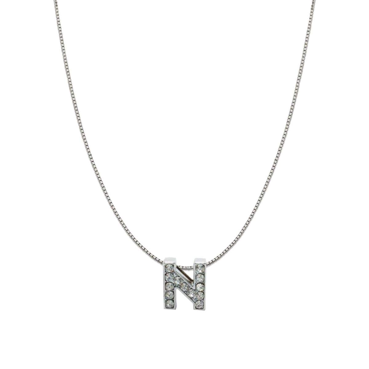 ZIVOMSilver Rhinestone Crystal Alphabet Letter Initial Pendant Chain