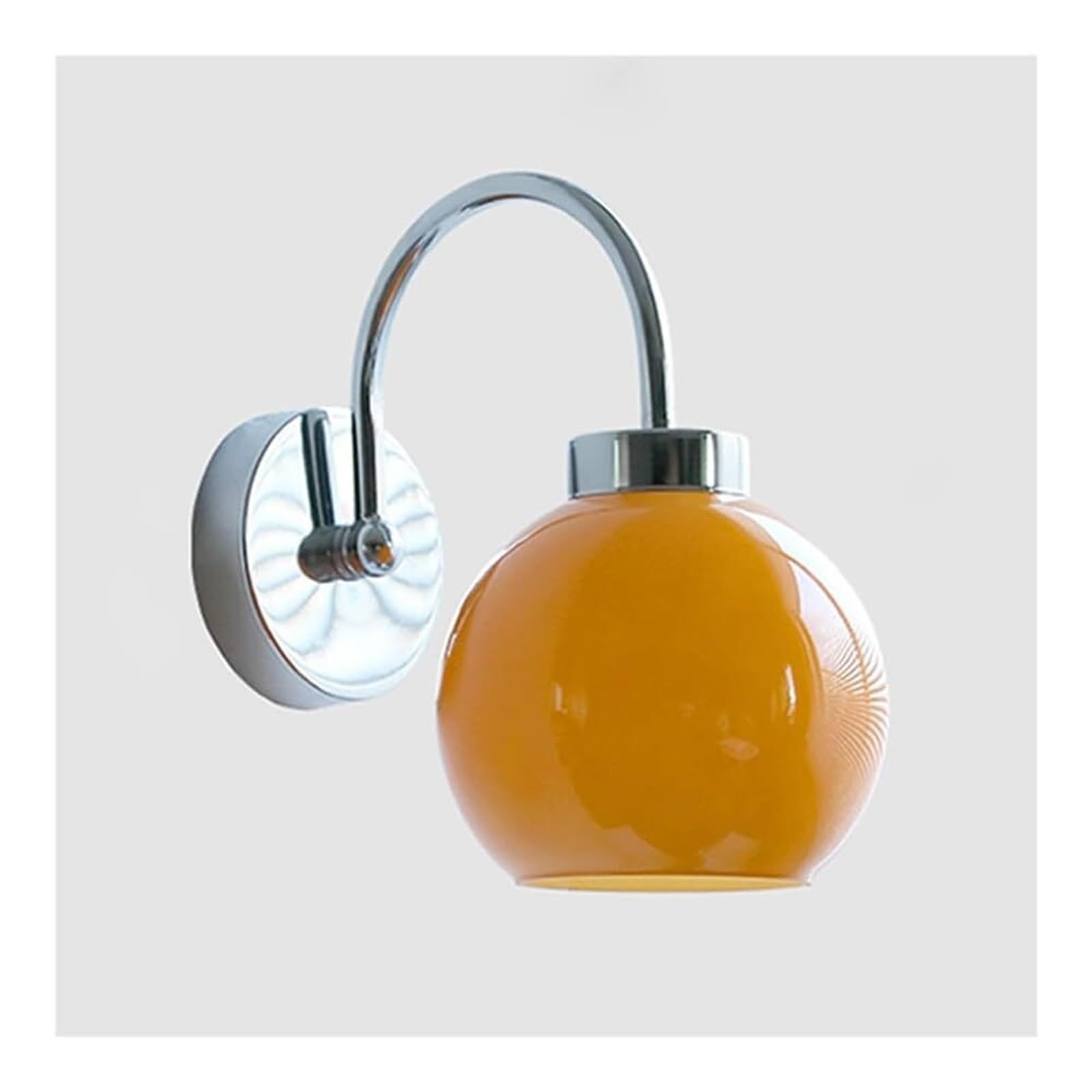 KHUKHU Modern Round Wall Sconce, 1-Light Glass Wall Lamp with E27 Socket, Chrome Wall Light Fixture for Bedroom, Living Room, Hallway