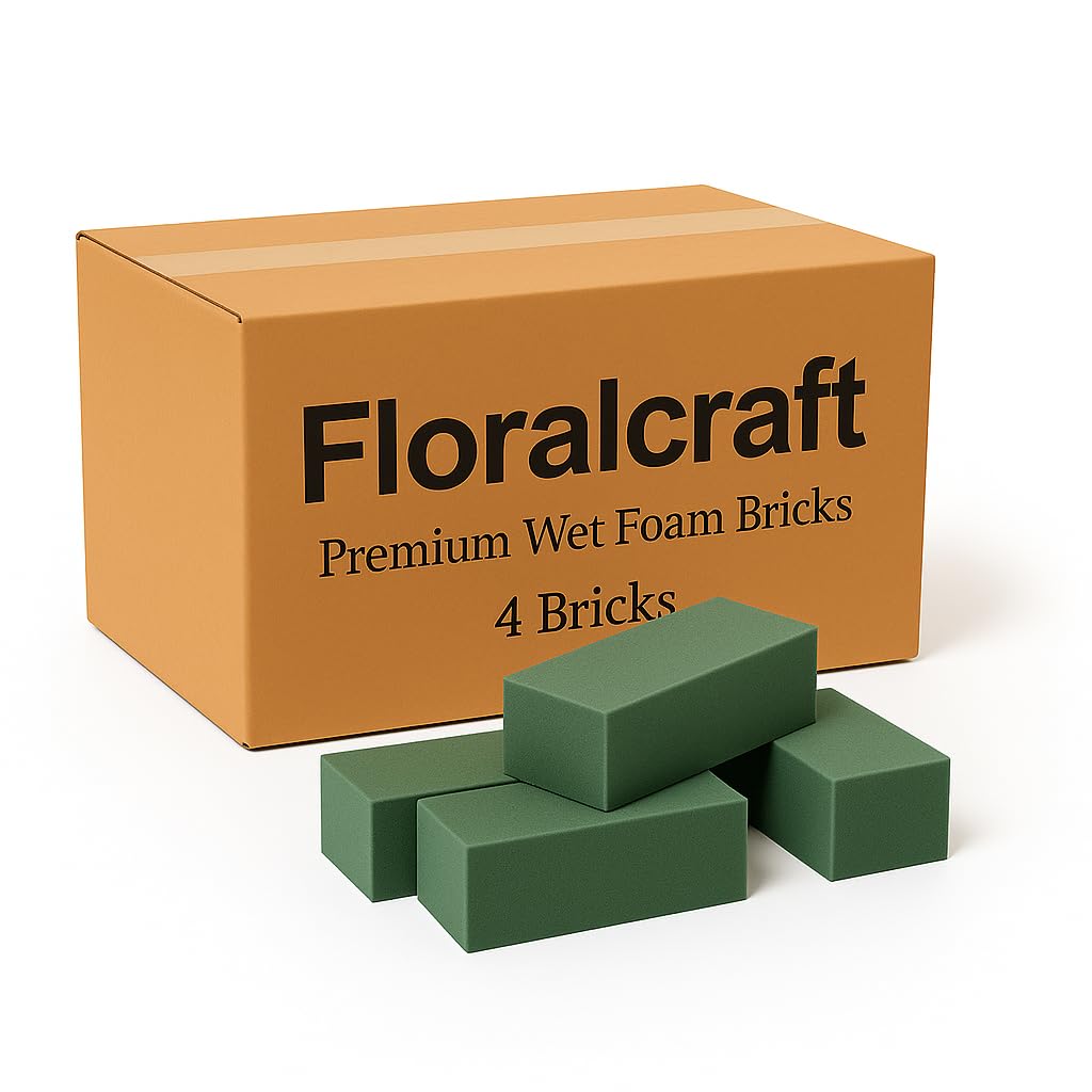 Floralcraft Green Wet Floral Foam Bricks, Florist Flower Foam Blocks Supplies For Flower Arrangement Diy Craft (4 Bricks)
