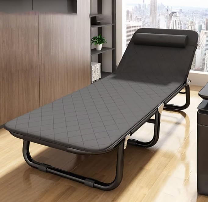折りたたみベッド シングルサイズ サマーベッド 4段階調節可能 リクライニング ヘッドレスト付き 滑り止めフットパッド 通気性素材・静電気防止 軽量で快適 コンパクト収納 簡易ベッド 家庭用/アウトドア/オフィス用 スチールフレーム 頑丈で長持ち シンプルデザイン 耐荷重100kg 安定性 組立不要 サイズ56×170cm