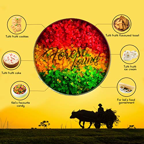 Image of Forest Found Multi Color Tutti Frutti 400g | Mix Fruit Cherries for Cake Making & Baking | Made with Taiwan Organic 786 Papaya & Brown Sugar | Natural Candied Fruit for Toppings, Cookies & Bread | No Artificial Flavors