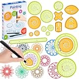 Chivao Spiral Art Gear Geometric Ruler Circle Template for Drawing Plastic Template Ruler Drawing Kit Spiral Curve Stencils with Pens Paper for DIY Art Crafts Sketch(Vivid)
