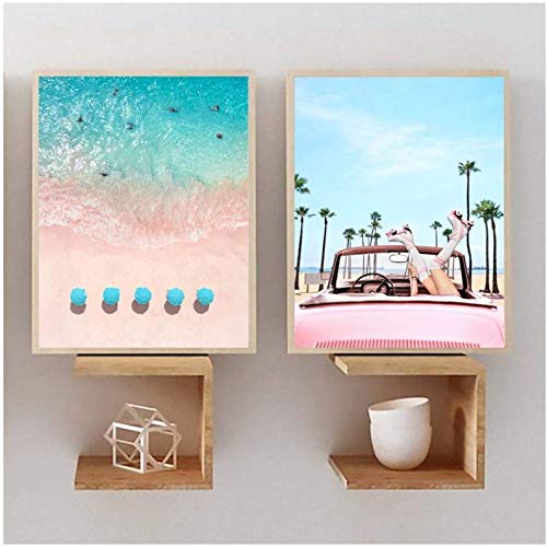 Art toiles paysage plage girafe : impression premium pour salon 50x70cm