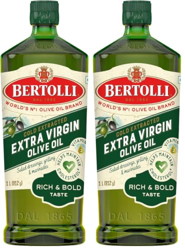 Image of Bertolli Extra Virgin Olive Oil 1L | Cold Extracted, Rich & Bold Taste, Ideal for Salads, Dressings & Drizzling | World's No. 1 Olive Oil Brand (Pack of 2)