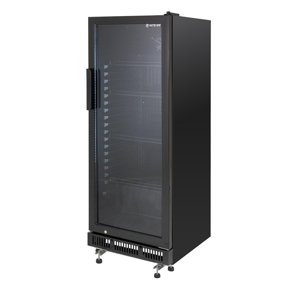 GastroHero GKSE230 Getränkekühlschrank 230 Liter Flaschenkühlschrank Glastür LED Beleuchtung abschließbar schwarz 0-8°C Gewerbekühlschrank