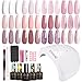 ROSALIND Kit Semipermanente Unghie con 48W UV LED Lampada, 12+4 Pezzi Smalto Semipermanente Unghie Bianco Rosa Viola Avena Colori, Kit Per Unghie Soak Off Manicure Regalo per Principianti
