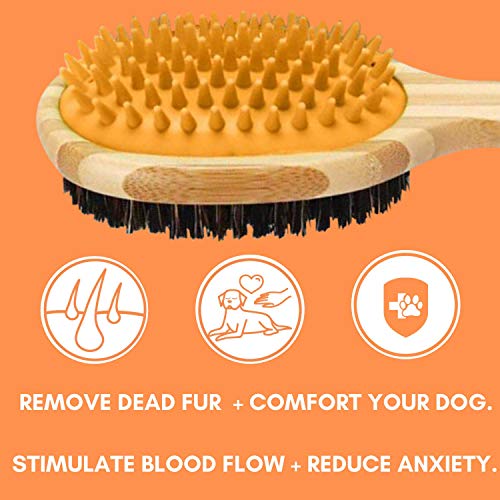 Brosse en bambou pour animal domestique avec masseur en silicone pour toilettage des chiens | Sac réutilisable et respectueux de l'environnement | Parfait pour le nettoyage des chiens dans le bain - Image 6