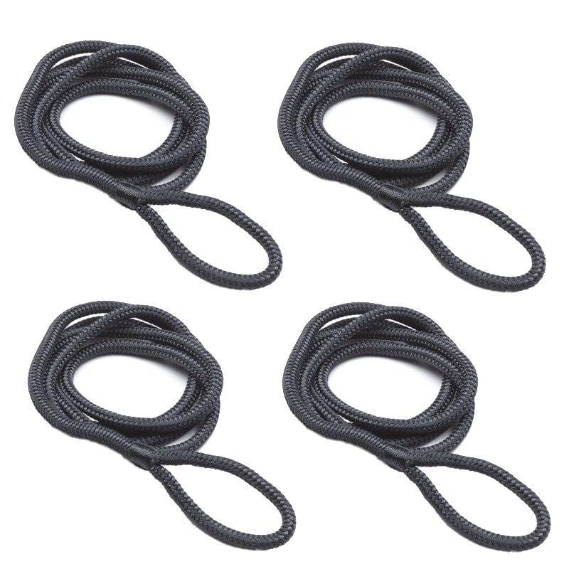 8 mm Fenderleine 4 Stück mit Auge Fenderleinen Boot Bootsfender Majoni 3 Farben (schwarz)