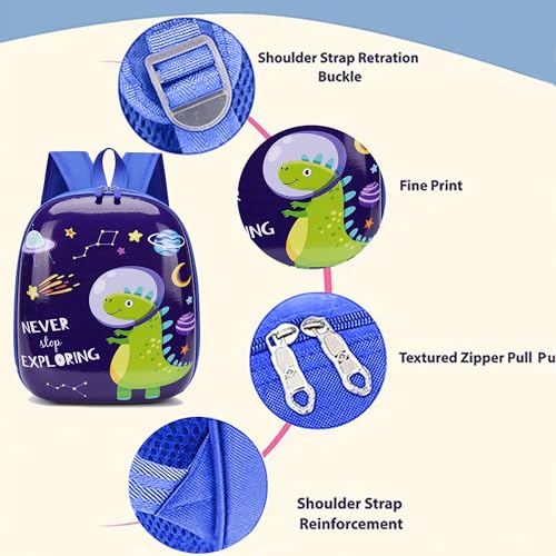 Image of BabyMoon Eggshell Multipurpose Kids Backpack | Children's School Bag for Boys & Girl's | Kids Travel Backpack | Dinosaur Blue