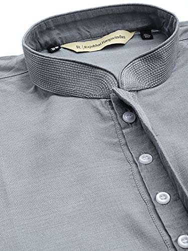 Image of Rajubhai Hargovindas Men's Banarasi Cotton Silk Thread Work Kurta Set With Churidar