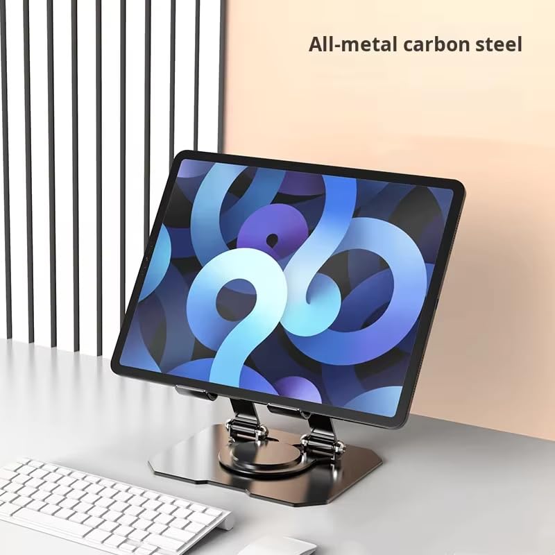 Image of Aluminium Tablet Stand Holder with 360 Rotating Base, Multi Angle Adjustments Compatible for iPad Pro | 11 | 10.9 | 10.2 | Air | Mini, Samsung Galaxy Tab, Lenovo Pad and All Tablets-Black