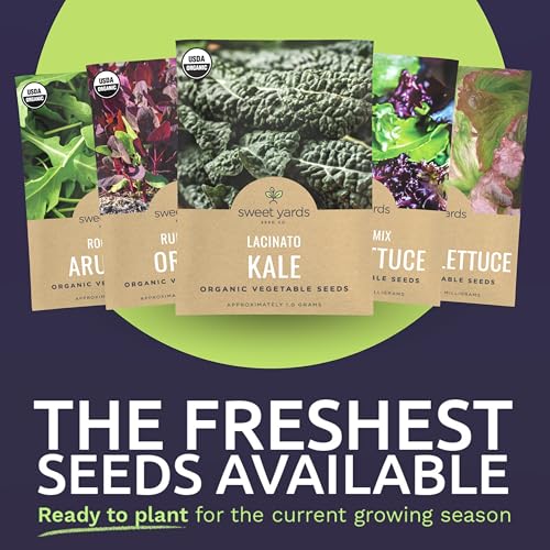 Image of Organic Lettuce & Greens Seed Variety Pack - 25 Individual Packs - 2026 Season - Lacinato Kale, Roquette Arugula, Red Oakleaf Lettuce and More! for Indoor & Outdoor Planting