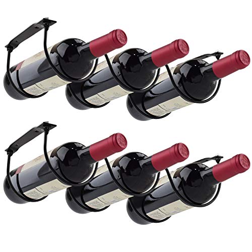 MOCOUM 2 Pack Under Counter Wine Racks, Wine Bottle Holder under Cabinet Iron Wine Storage Rack for 6 Liquor Bottles