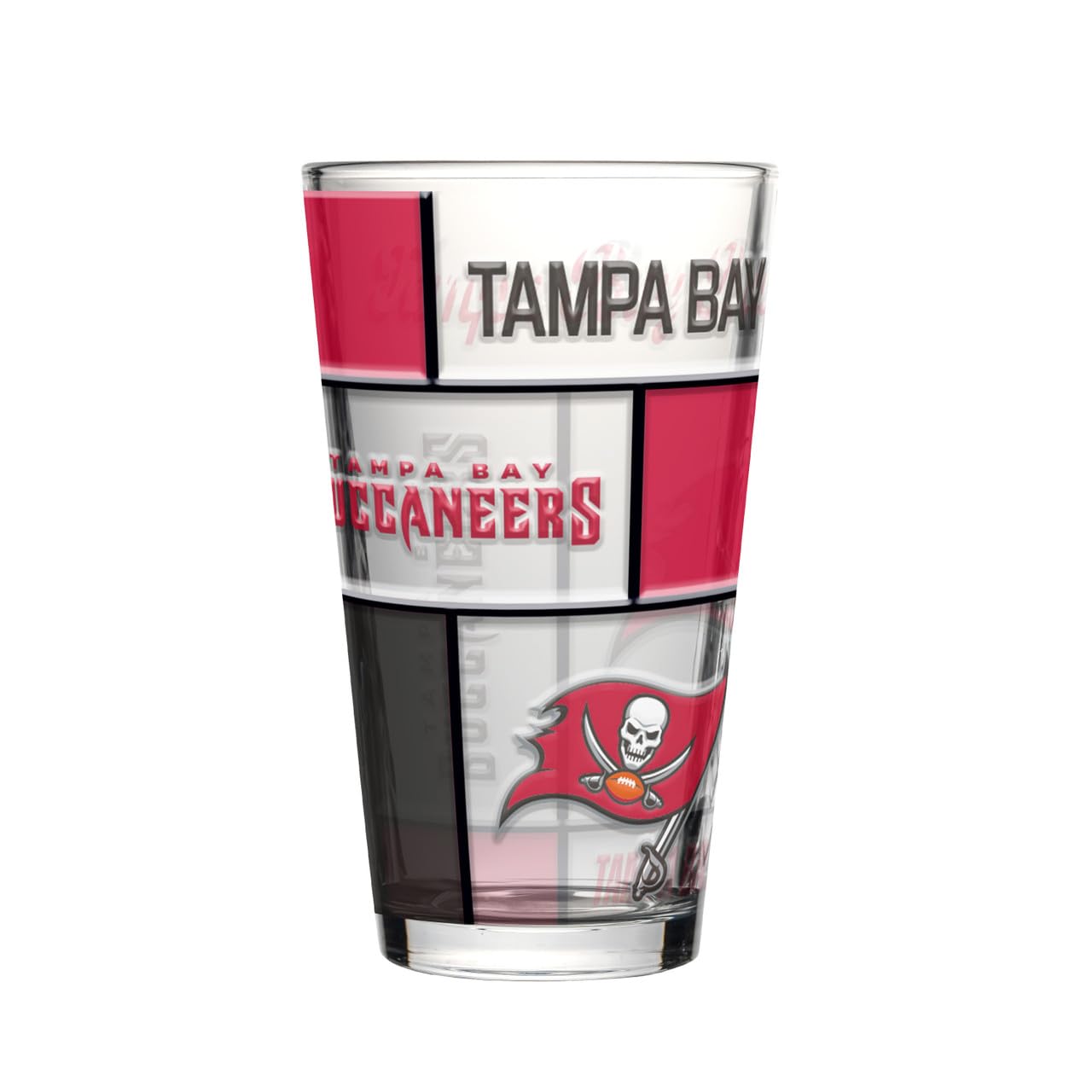 Logo Brands Stained Glass Tampa Bay Buccaneers 16Oz Quilted Stained Pint Glass By