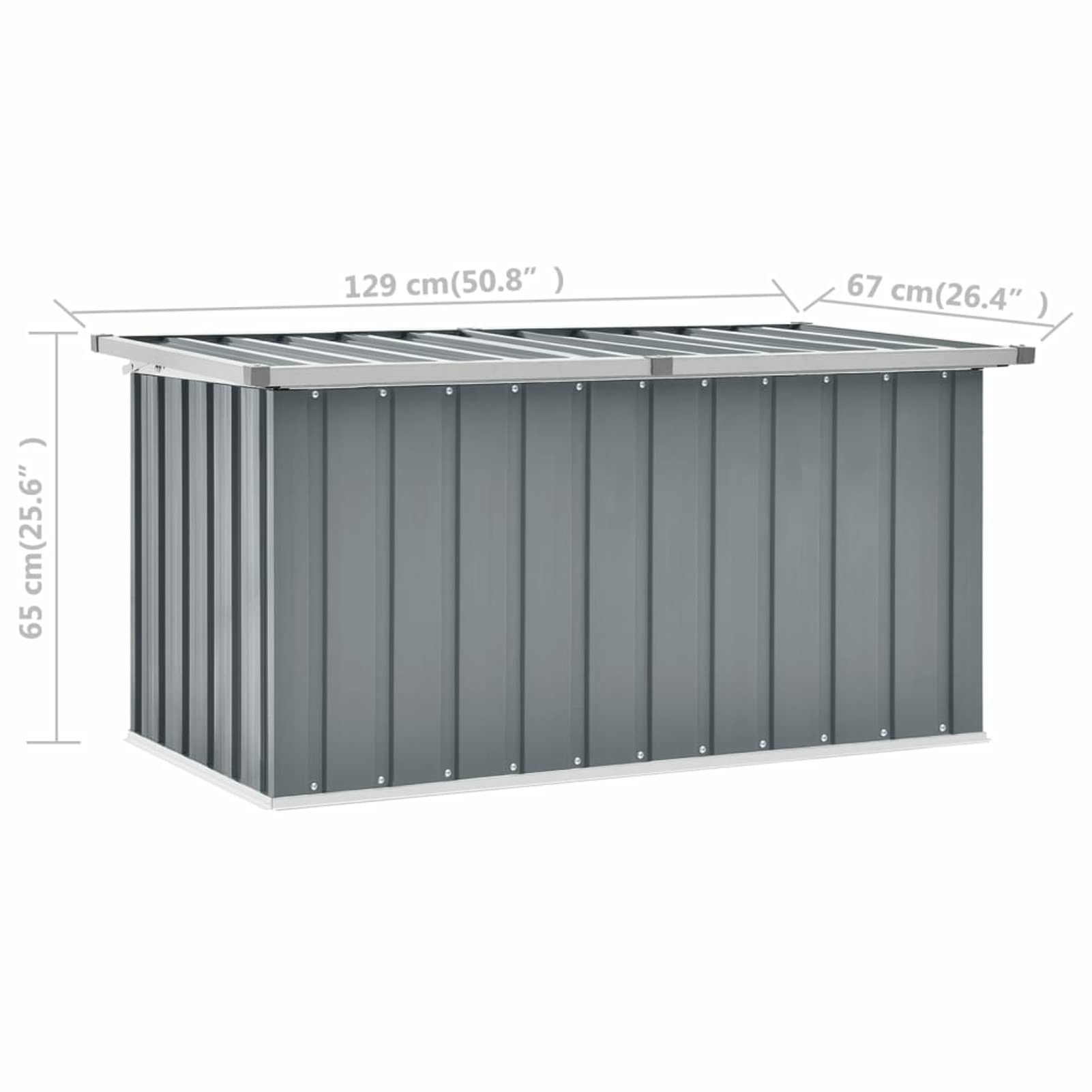 Baúl de jardín, baúl de exterior, baúl de exterior, banco de jardín con contenedor gris, 129 x 67 x 65 cm, gran baúl de exterior de resina para patio suministros