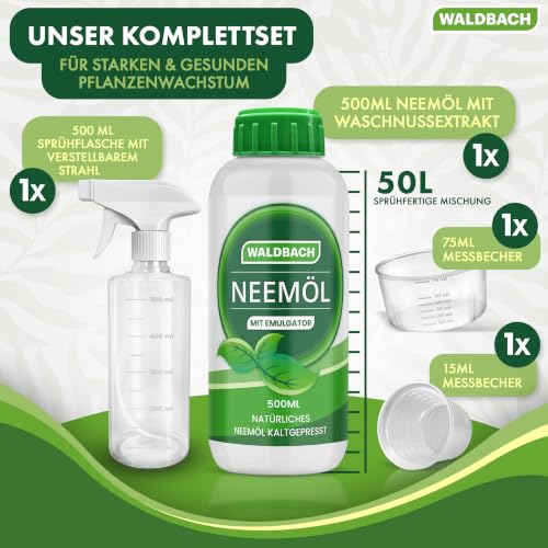 Neemöl mit Emulgator 500ml, inkl. Sprühflasche und 2x Messbecher – Ansicht 3