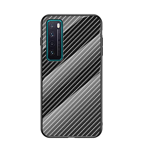 Jiajihua Funda Compatible con Huawei Nova 7 5G Funda para teléfono【Panel de PC + Cristal Templado + Silicona TPU】 3 en 1 a Prueba de Golpes Black