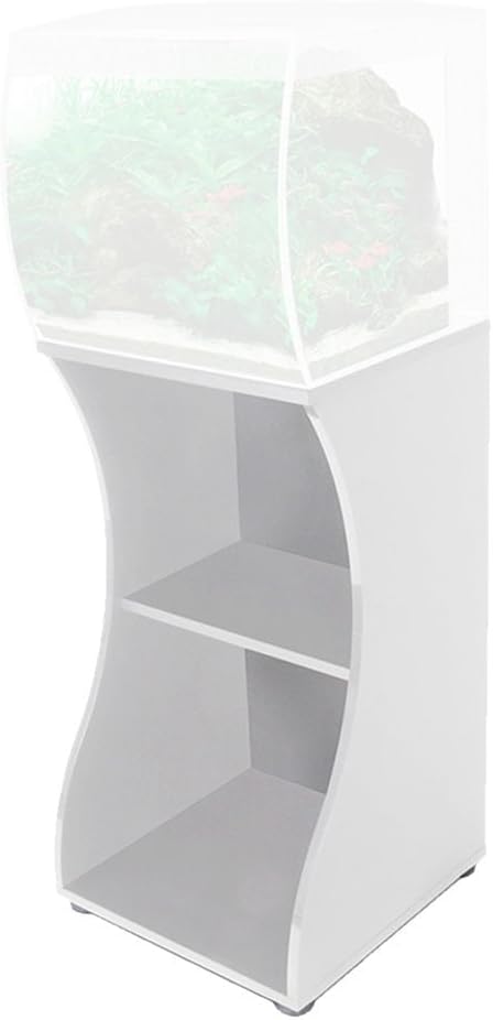 White Curved Aquarium Stand with Storage Shelves