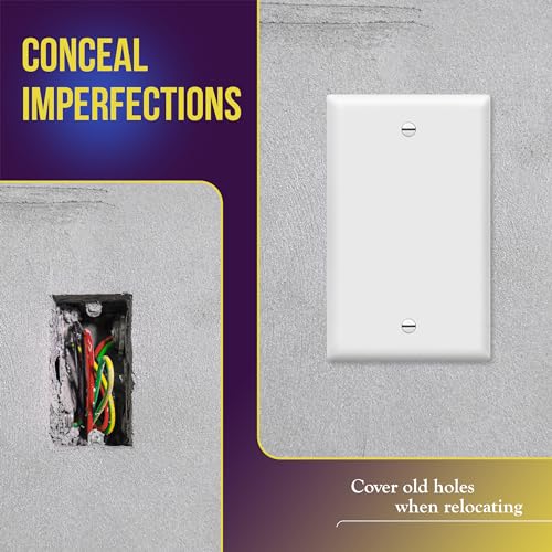 Image of ENERLITES 40 Pack Blank Wall Plate, No Device Outlet Cover, 1-Gang, White