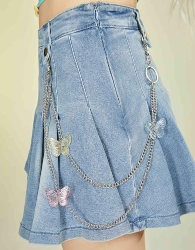 Women's Mini Skirt Y2K High Waist Blue Denim Casual Fitted Pleated Skirt2