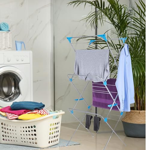 AAMEN 3-Tier Clothes Airer - Versatile Laundry Drying Rack with 15m Drying Area for Indoor and Outdoor Use - Multi-Coloured - Image 6