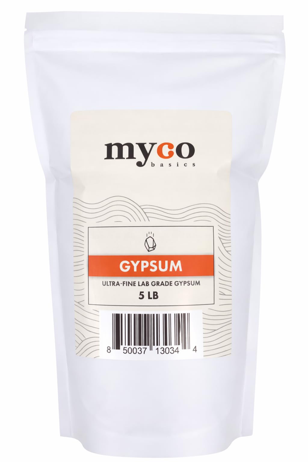 (1.0-20.0 lbs) Mycology Basics - Bulk Ultra-Fine Lab Grade Gypsum for Mushrooms, Food Grade, No Additives - Packaged in HEPA filtrated Enclosure for Sterility (5.0 lbs)