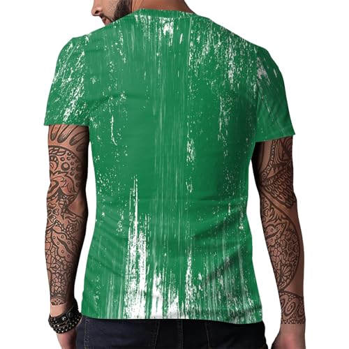 Image of Eciodci Men's St Patricks Day T-Shirts Novelty 3D Printed Shamrock Tuxedo Tees Shirt Clover Leaves Casual Short Sleeve Shirts