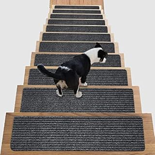 AISEY Stair Treads Carpet Non-Slip Indoor Stair Runners for Wooden Steps, Stair Rugs for Kids and Dogs, Set of 13, 8" X 30", Grey