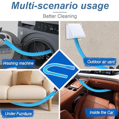 Image of Upgraded Dryer Lint Vent Cleaner Kit: Flexible Vacuum Hose Attachment for Lint Removal |Universal Vacuums Deep Cleaning Brush for Clogged Ducts