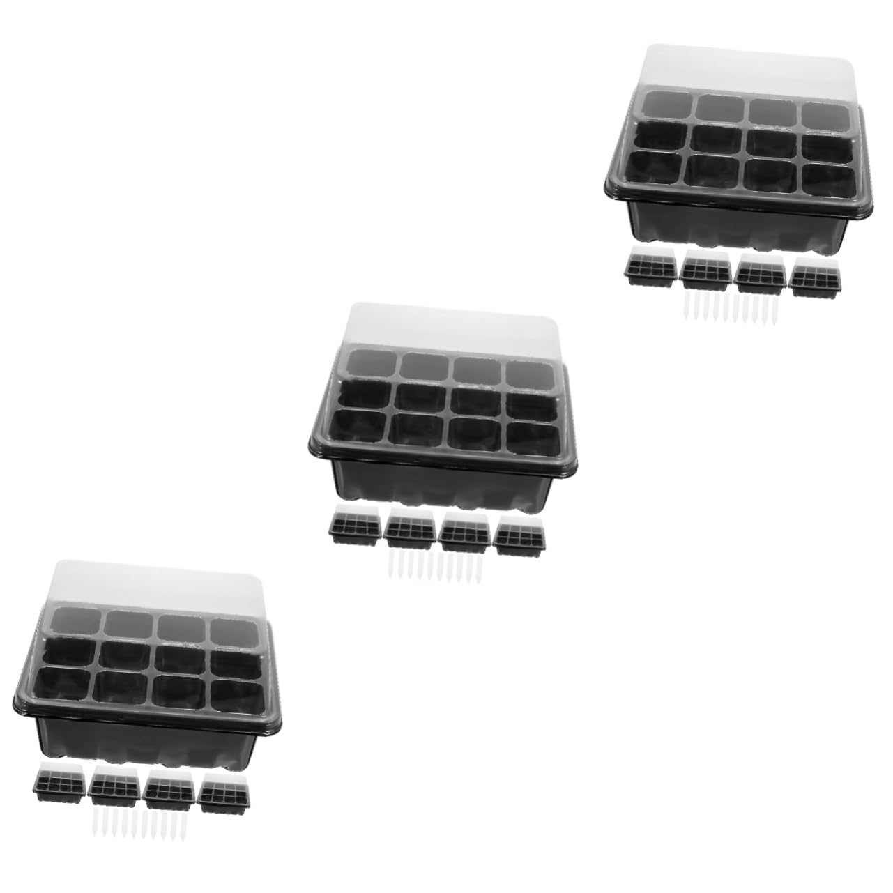 Yardwe 3 Juegos Caja De Plántulas Semillas Planta Bandeja De Inicio para El Hogar Bandeja De Inicio De 12 Agujeros Bandejas De Cultivo De Hortalizas Bandejas De Cultivo De Invernadero