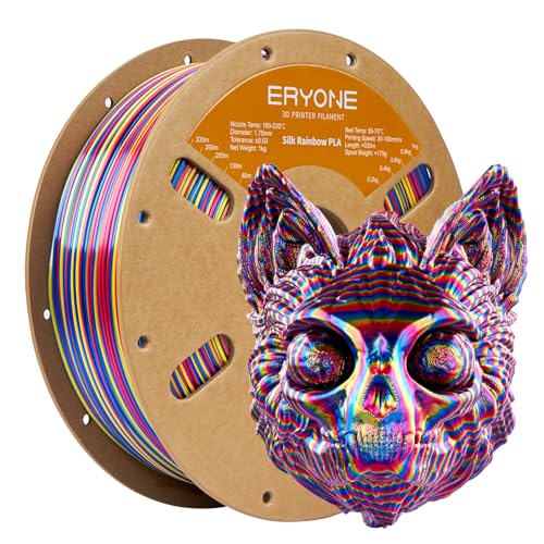 Image of ERYONE Silk Twist Rainbow 3D Printer PLA Filament 1.75 + /-0.03mm, Shiny Multicolor Filament PLA 1KG(2.2LBS), Psychedelic (Red Yellow Blue)