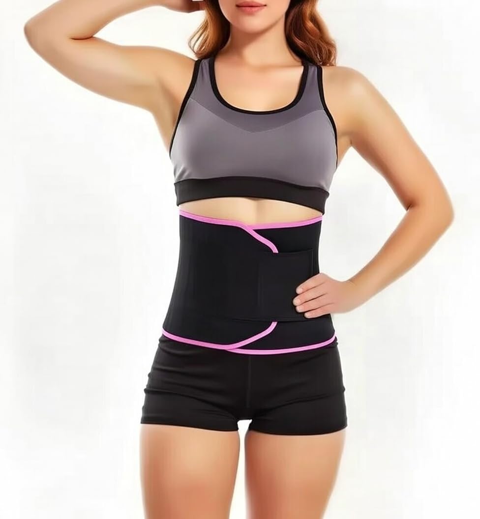 Slimming Sweat Waist Belt for Men and Women Fat Burning Support for Tummy and Core Black-picture-15