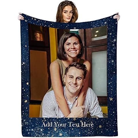 DARUIRONG Custom Blanket with Photo＆Text College Customized Blanket Personalized Flannel Throw Blankets for Adult Kid Birthday Christmas Halloween Mothers Valentines Day Gift 1 Photo 40"x50" (Thick)- Cover