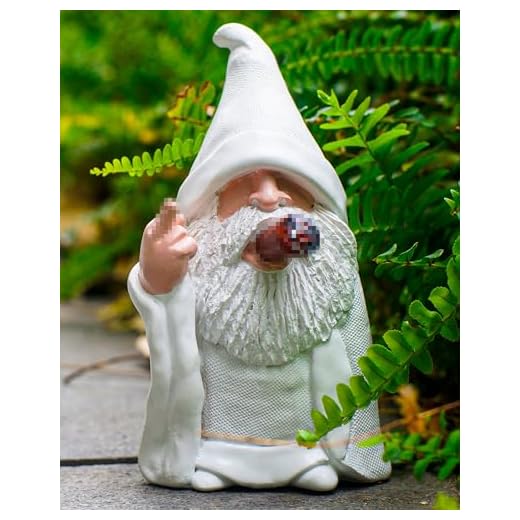 Leverse Middle Finger Decor Statue, 5.9in Smoking Wizard Dwarf- Funny Garden Gnomes Outdoor Decorations for Lawn Patio Yard Home Decor Easter Halloween
