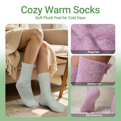 Image of SISOSOCK 5 Pairs Fuzzy Soft Cozy Comfy Socks Warm Birthday Gifts for Women