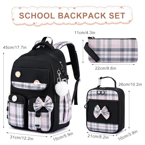 MOMUVO Girls Backpack with Lunch Box Pencil Case, Backpack for Girls Kindergarten Elementary Preschool Middle4