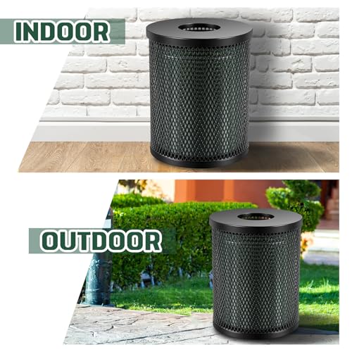 Reallnaive Outdoor Trash Can Commercial 32 Gallon Heavy Duty Metal Round Trash Receptacle Heavy Duty Steel Mesh Garbage Can Included Liner Wide Open Top Lid for Parks, Streets, Public Spaces, Black - Image 5