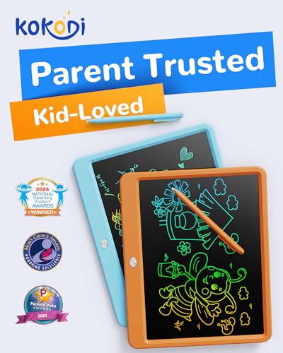 Image of KOKODI LCD Writing Tablet, 12 Inch Colorful Toddler Doodle Board Drawing Tablet, Erasable Reusable Electronic Drawing Pads, Educational and Learning Toy for 3-6 Years Old Boy and Girls(Orange)