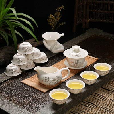 Biały serwis do herbaty, Bone China serwis do herbaty Kung Fu prezent porcelana smoka, 14-częściowy serwis do herbaty Miska serwis do herbaty Bone China serwis do herbaty White Series (różne modele)