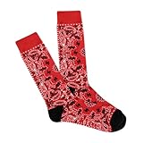 K. Bell Socks Men's Classics Novelty Crew Socks, Bandana Wrap (Red), Shoe Size: 6-12