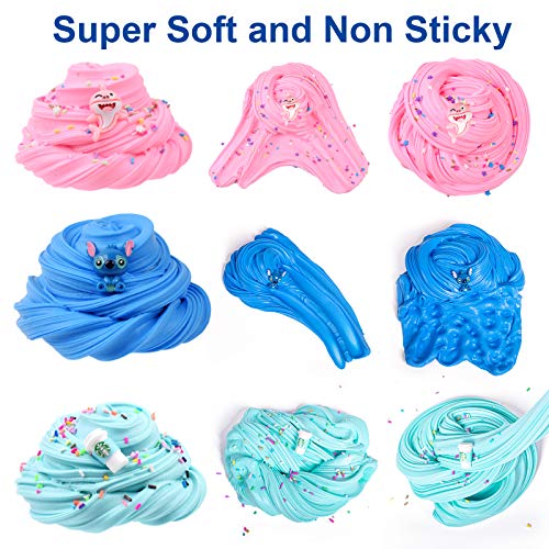 Image of Tonlead 3 Pack Butter Slime Kit, Slime Pack With Shark Slime Latte Slime Stitch Slime, Soft Putty Non-Sticky Sludge Toys, Birthday Kids Party Favors For Girls Boys(100Ml Each*3)