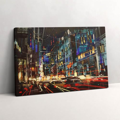 Tableau Photo sur Toile Ville la nuit art mural design salon chambre 60x40cm