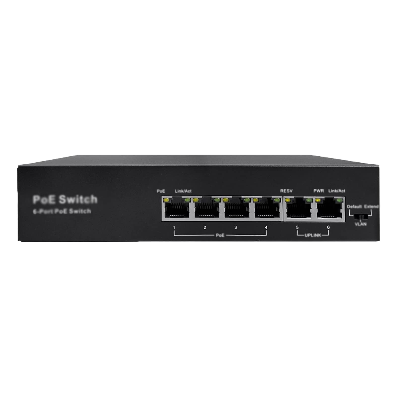 6-portowy przełącznik PoE na biurko z 4-portowym PoE, 60 W do wszystkich portów PoE, metalowa obudowa, Plug and Play z kamerami Hikvision IP i wieloma innymi markami, idealny do nadzoru IP i punktu dostępu