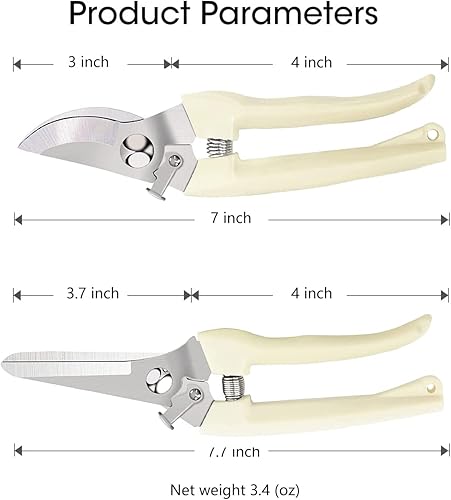 Miniatura 2 de Leize Juego de 2 tijeras de flores de acero inoxidable grueso de alta calidad, podadora fuerte para flores, ramas y hojas, mejora