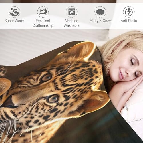 Couverture lavable machine pour lit et canapé en flannel léopard extra douce - 4